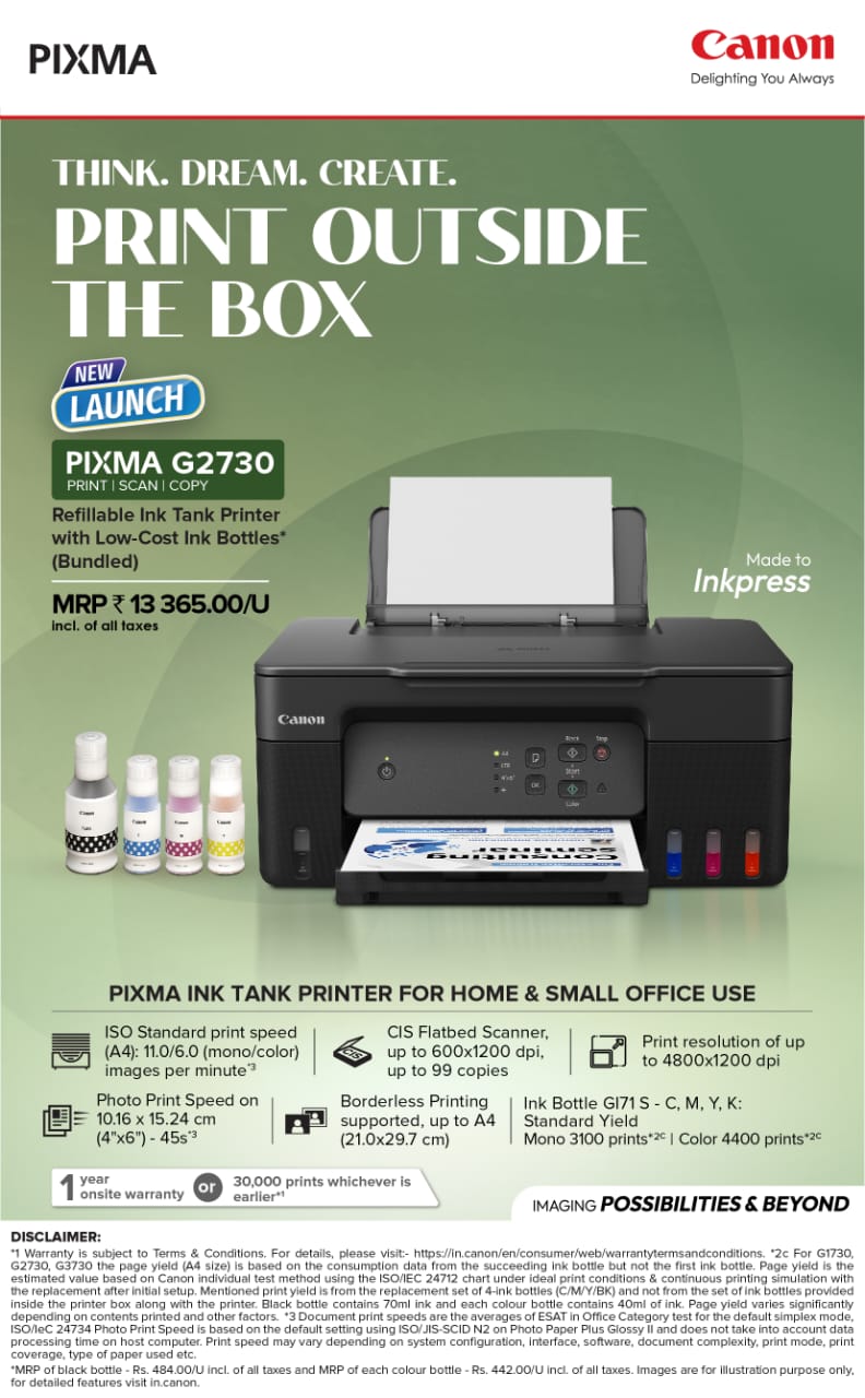 Canon Pixma G2730 All-In-One Colour Ink Tank Printer