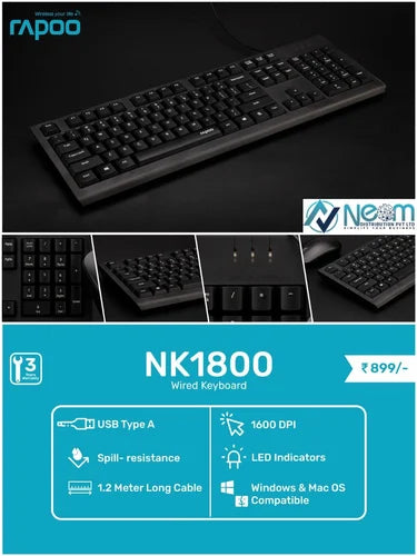 Keyboard Wired Rapoo NK 1800