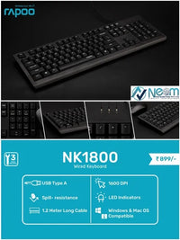 Thumbnail for Keyboard Wired Rapoo NK 1800